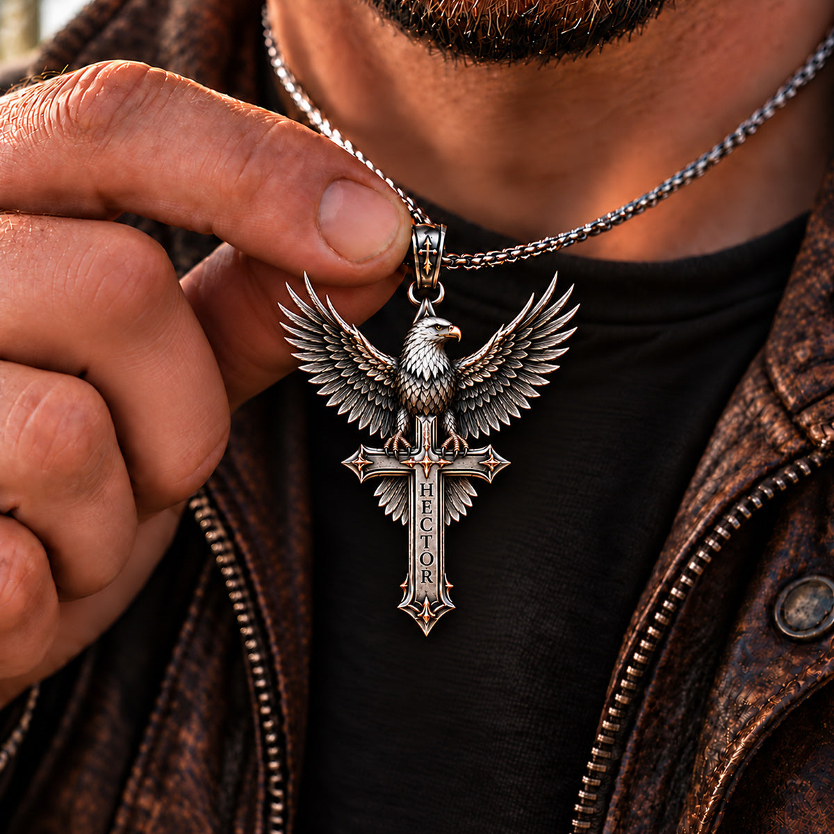 Wings of Faith - Personalized Bald Eagle Shaped Metal Pendant Necklace