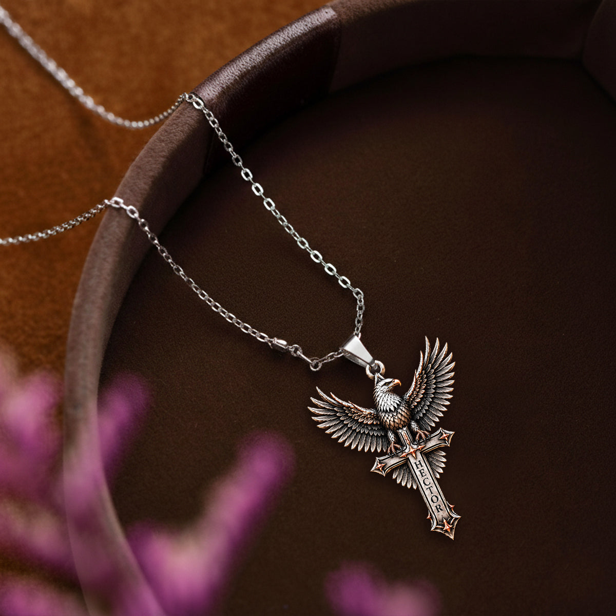 Wings of Faith - Personalized Bald Eagle Shaped Metal Pendant Necklace