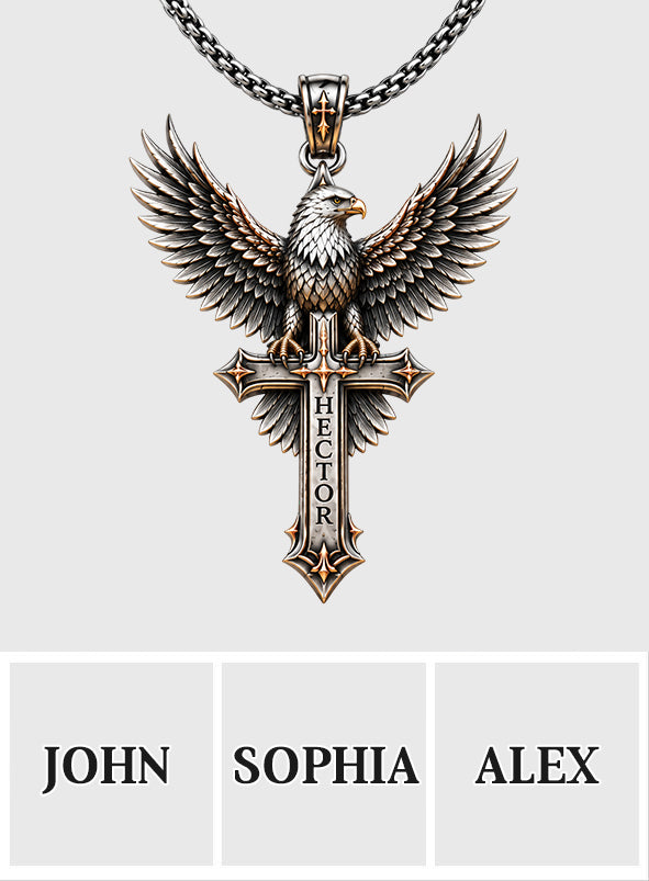 Wings of Faith - Personalized Bald Eagle Shaped Metal Pendant Necklace