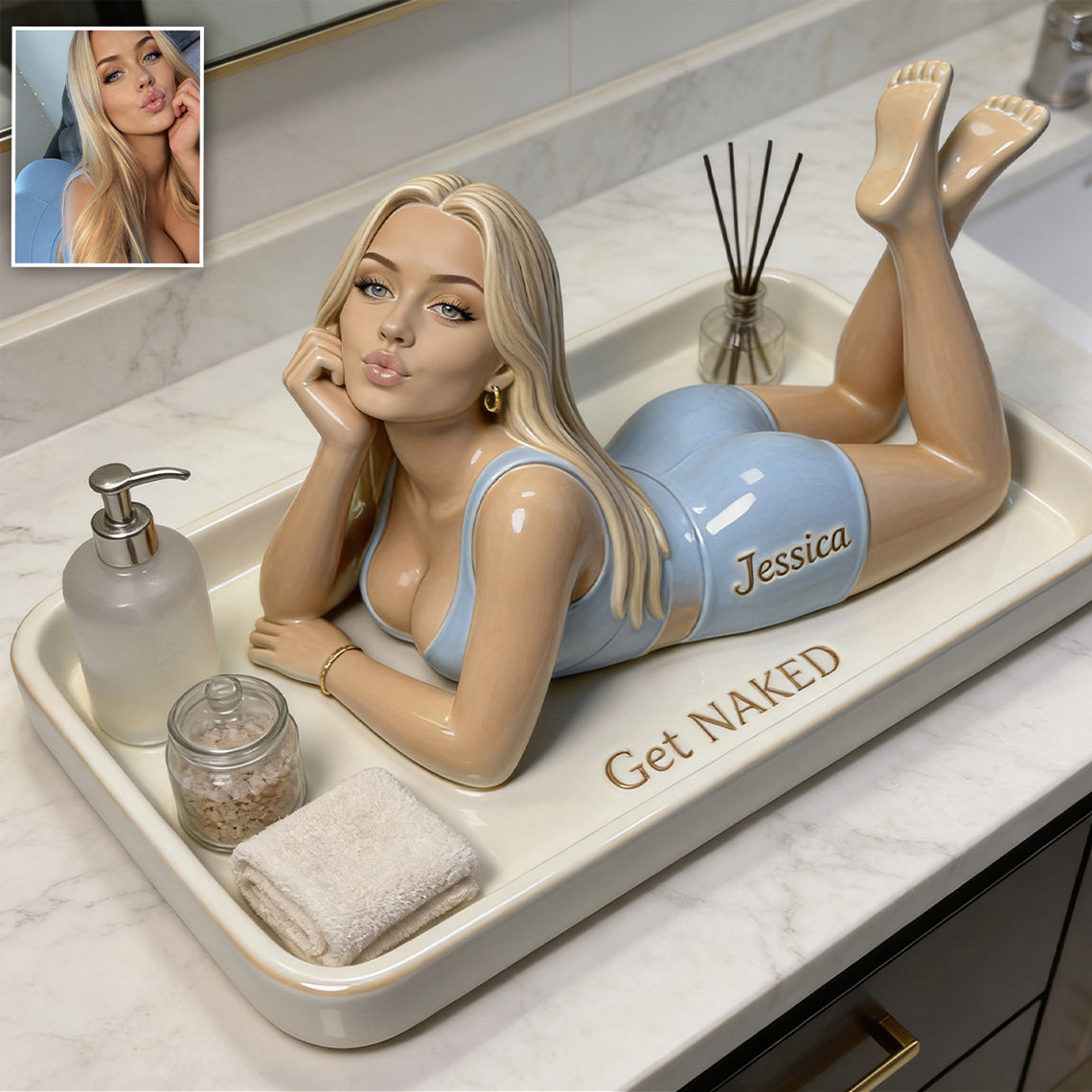Décor de Salle de Bain Femme - Plateau Personnalisé d'Amour de Soi