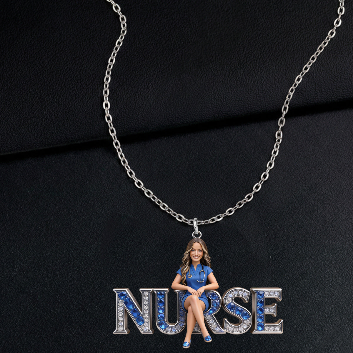 Infirmière Fier - Collier Pendentif Métal Personnalisé en Forme d'Infirmière