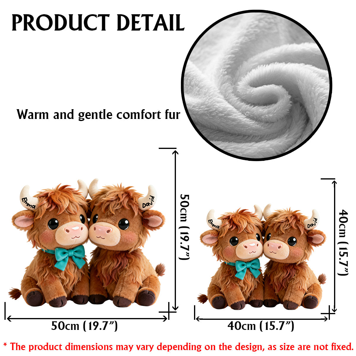 Du & Ich – Personalisiertes Kissen in Form eines Hochlandrindes aus Kunstfell
