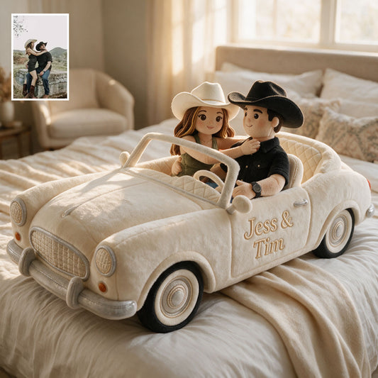 Unsere gemeinsame Reise - Personalisierter Premium Kunstfell Kissen für Paare