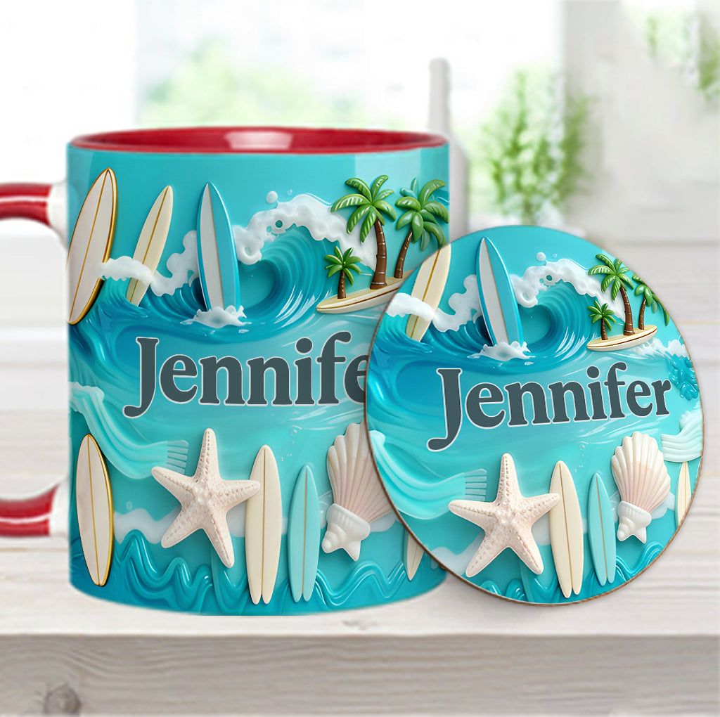 Love Surfing - Personalized Surfing Accent Mug & Coaster