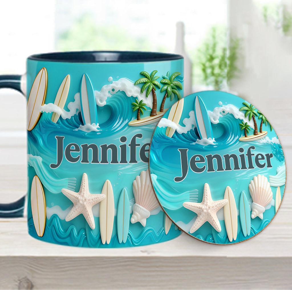 Love Surfing - Personalized Surfing Accent Mug & Coaster