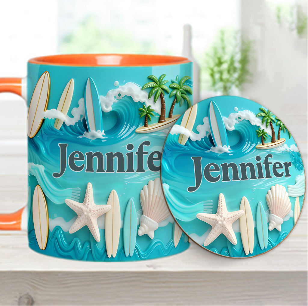 Love Surfing - Personalized Surfing Accent Mug & Coaster