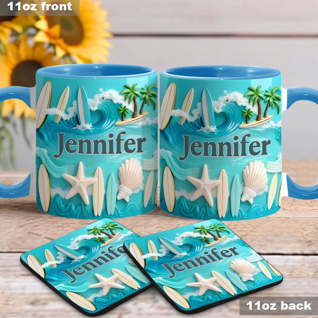 Love Surfing - Personalized Surfing Accent Mug & Coaster