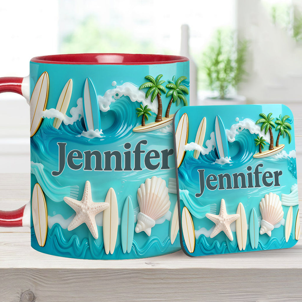 Love Surfing - Personalized Surfing Accent Mug & Coaster