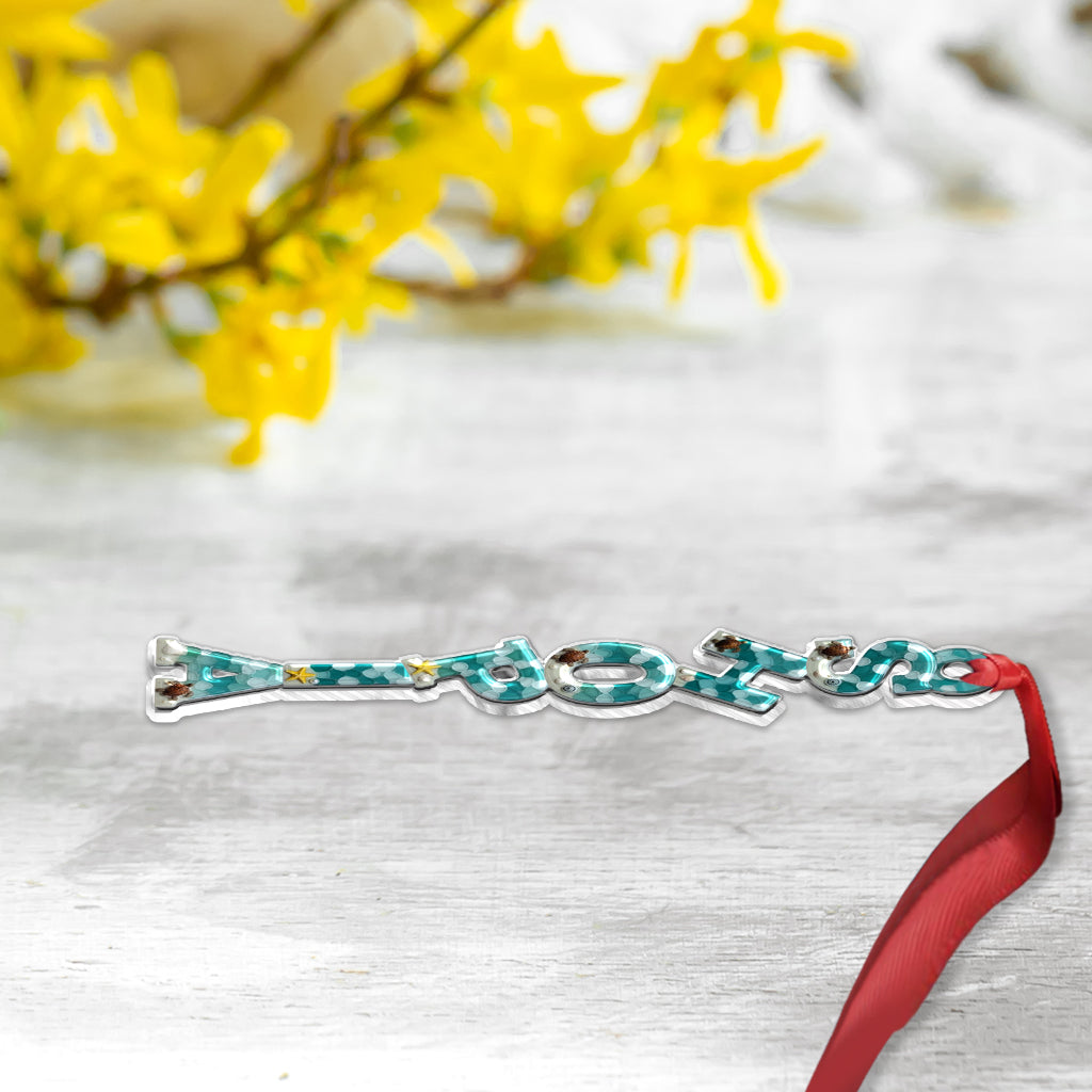 Sea Glass-Textured Christmas Alphabet - Personalized Family Custom Shaped Ornament