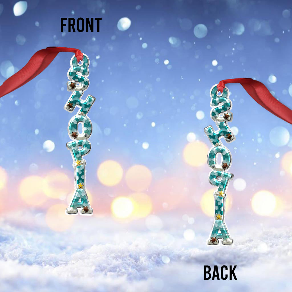 Sea Glass-Textured Christmas Alphabet - Personalized Family Custom Shaped Ornament