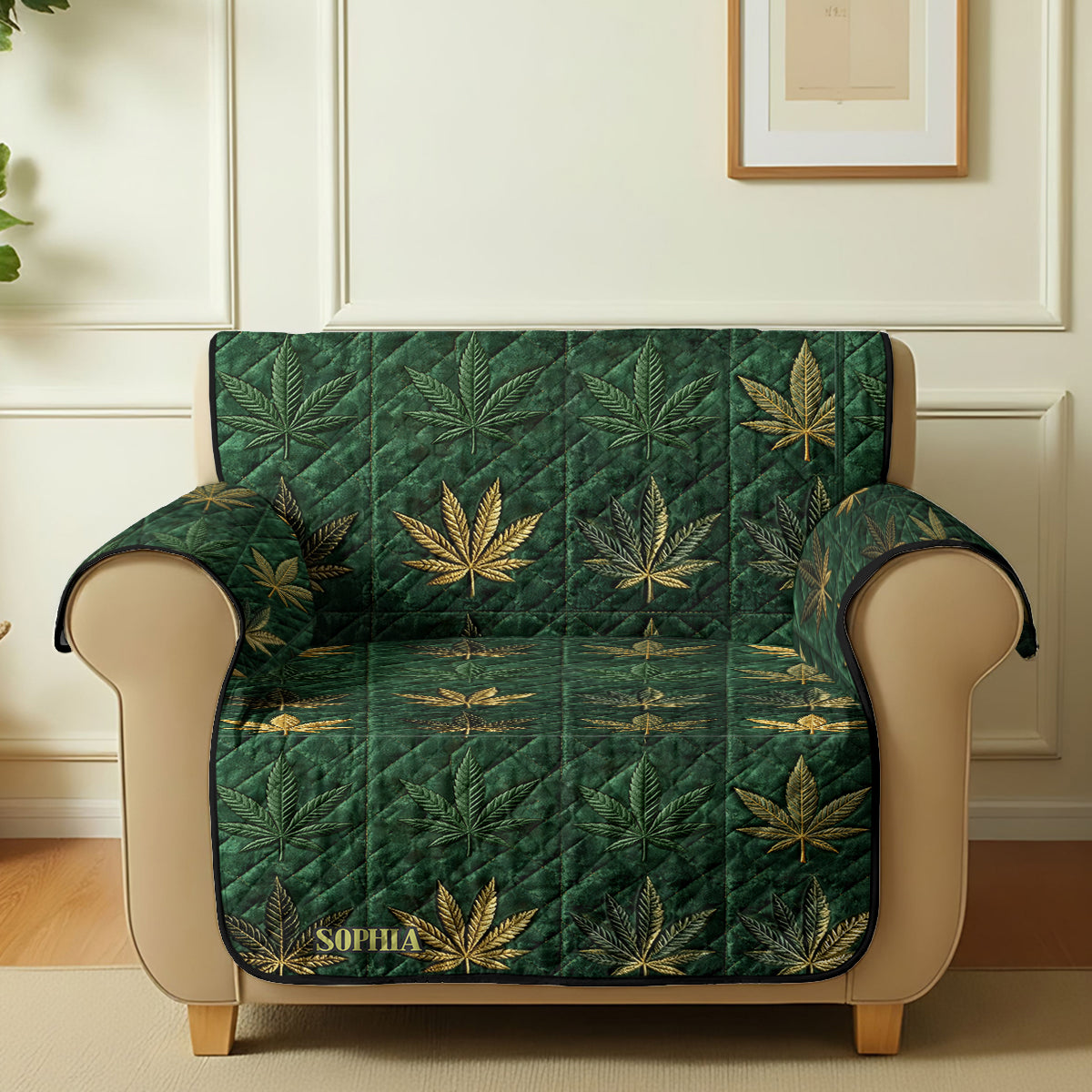 Magic Cover - Personalized Weed Quilted Sofa/Couch Cover