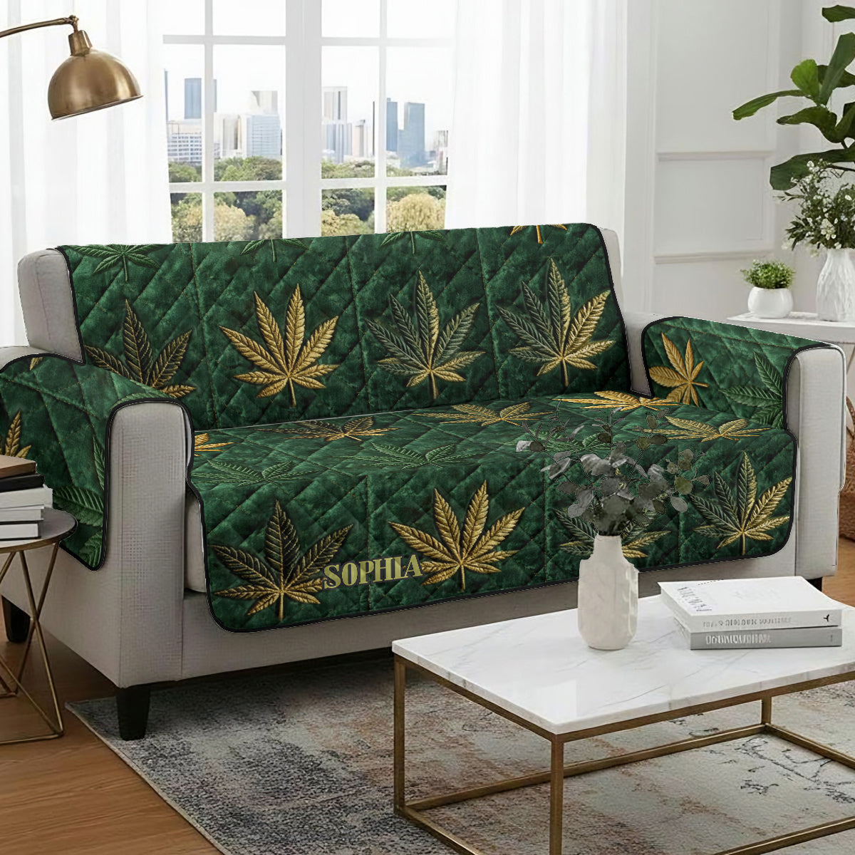 Magic Cover - Personalized Weed Quilted Sofa/Couch Cover
