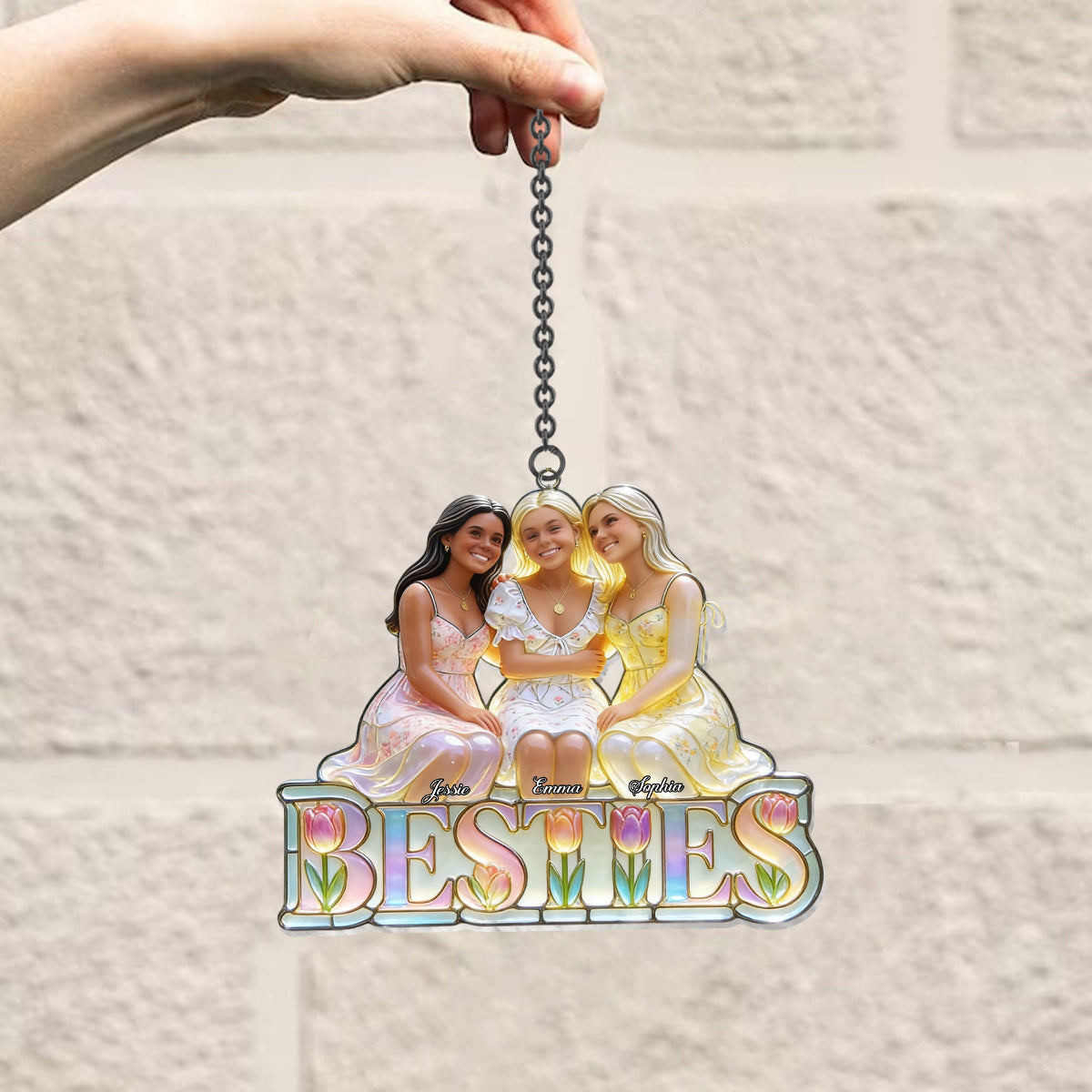 Besties Forever - Personalized Bestie Window Hanging Suncatcher Ornament