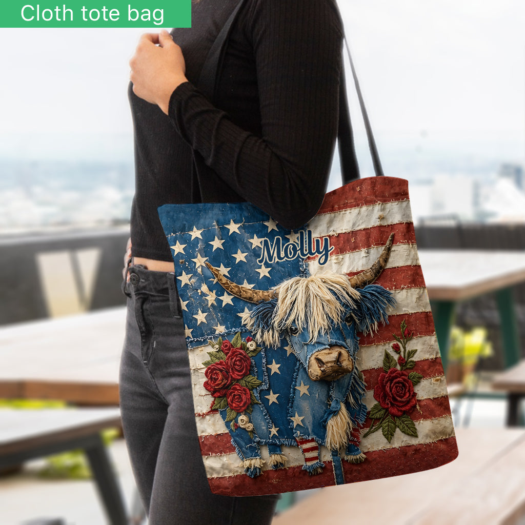 Hochlandrind mit Flaggenmuster - Personalisierte Hochlandrind-Tasche
