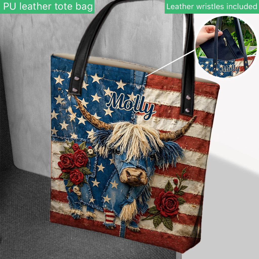 Hochlandrind mit Flaggenmuster - Personalisierte Hochlandrind-Tasche