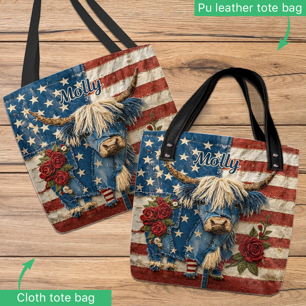 Hochlandrind mit Flaggenmuster - Personalisierte Hochlandrind-Tasche