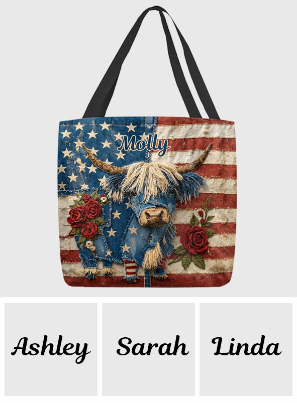 Hochlandrind mit Flaggenmuster - Personalisierte Hochlandrind-Tasche