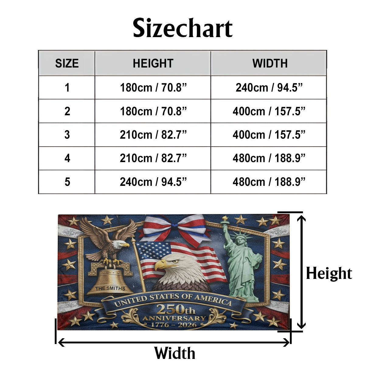 USA 250th Anniversary - Personalized Patriot Garage Door Banner