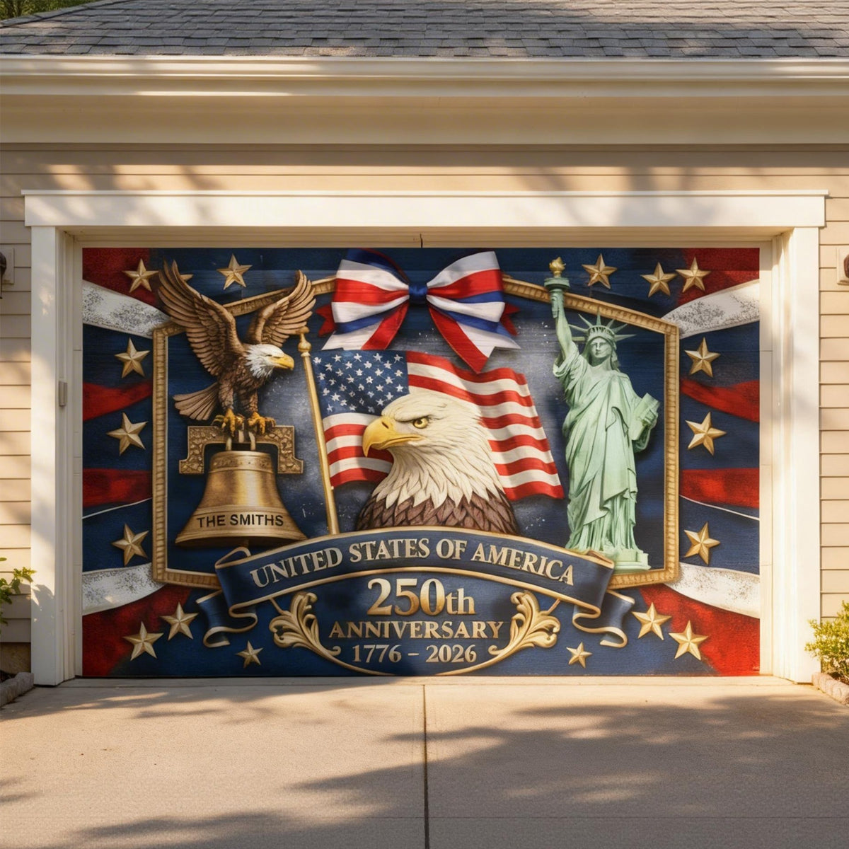 USA 250th Anniversary - Personalized Patriot Garage Door Banner