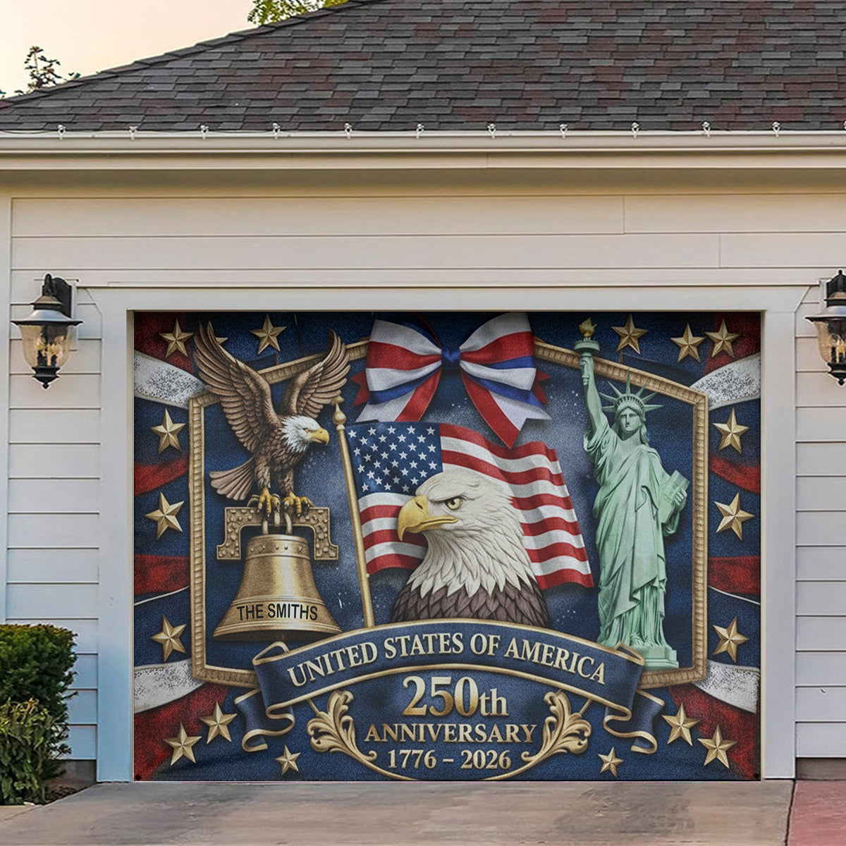 USA 250th Anniversary - Personalized Patriot Garage Door Banner