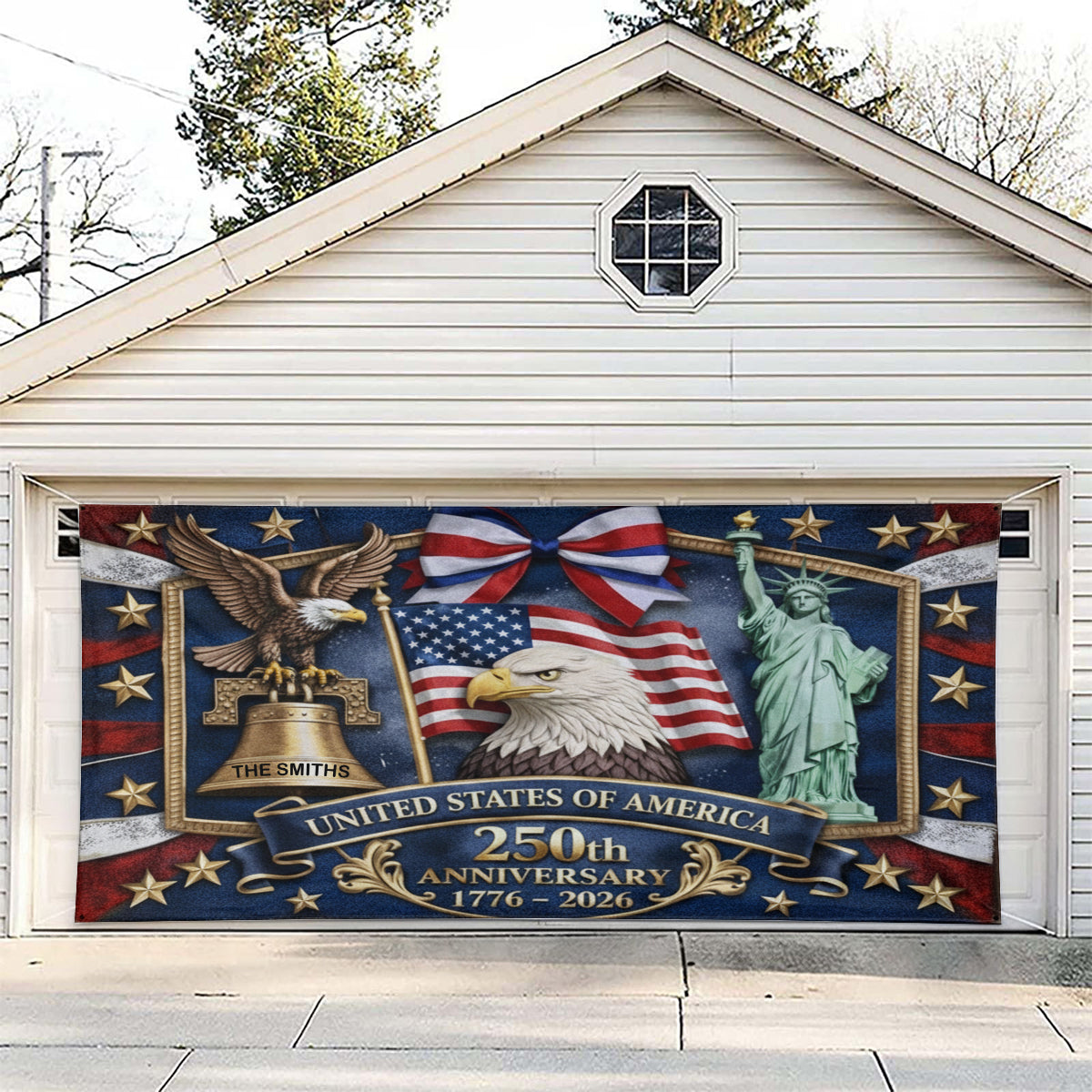 USA 250th Anniversary - Personalized Patriot Garage Door Banner
