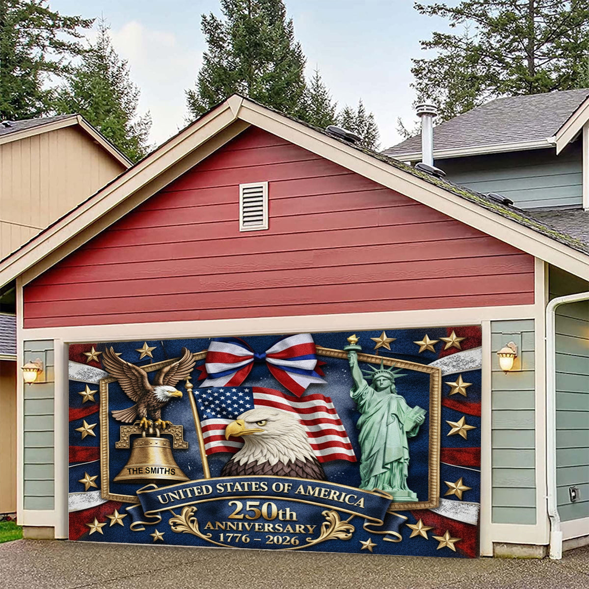 USA 250th Anniversary - Personalized Patriot Garage Door Banner