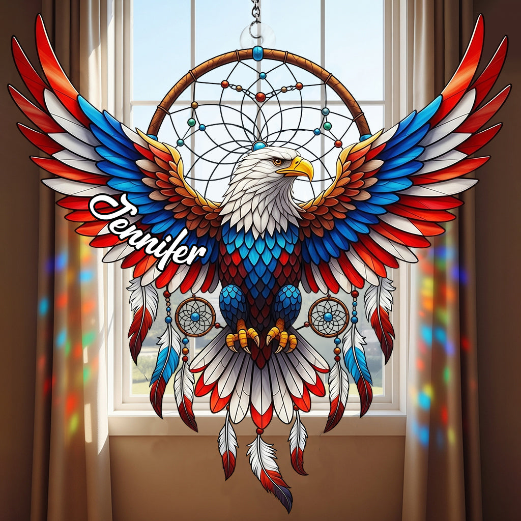 Patriotischer Adler – Personalisierter Weißkopfseeadler-Fensterhänger als Sonnenfänger 