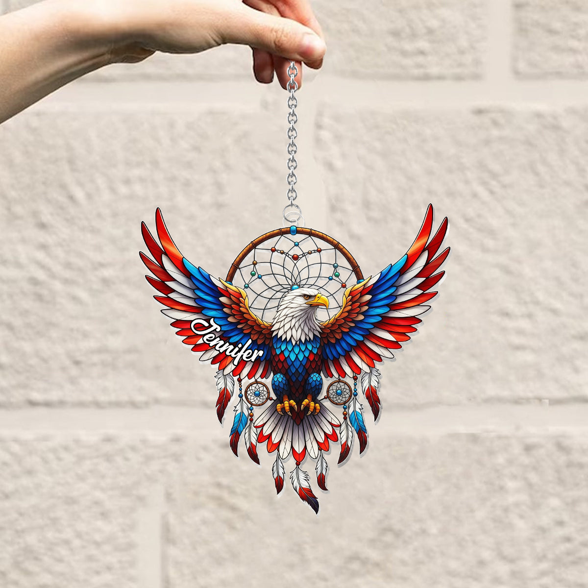 Patriotischer Adler – Personalisierter Weißkopfseeadler-Fensterhänger als Sonnenfänger 