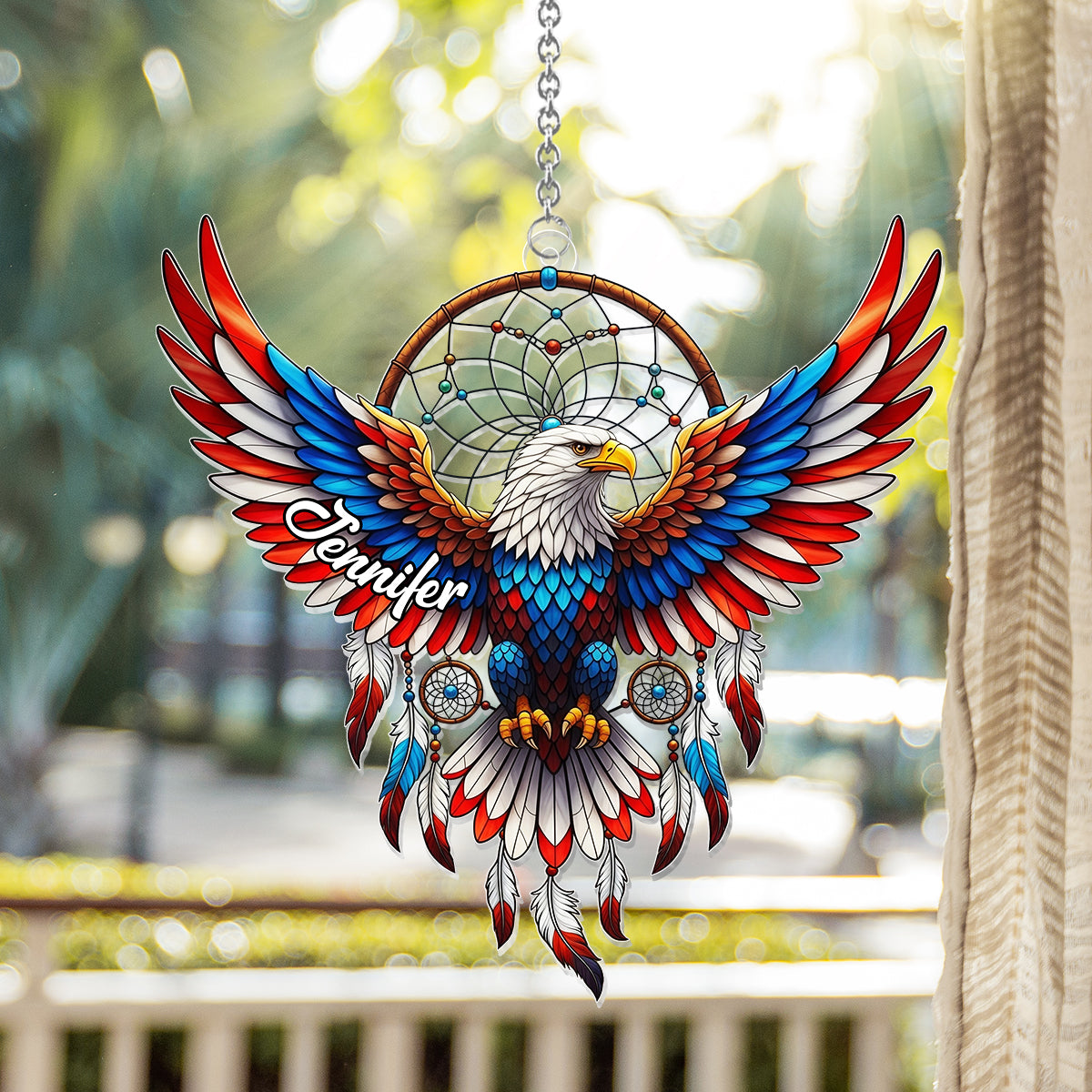 Patriotischer Adler – Personalisierter Weißkopfseeadler-Fensterhänger als Sonnenfänger 