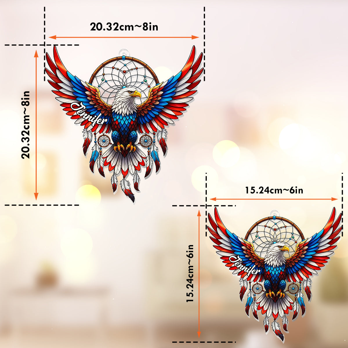 Patriotischer Adler – Personalisierter Weißkopfseeadler-Fensterhänger als Sonnenfänger 