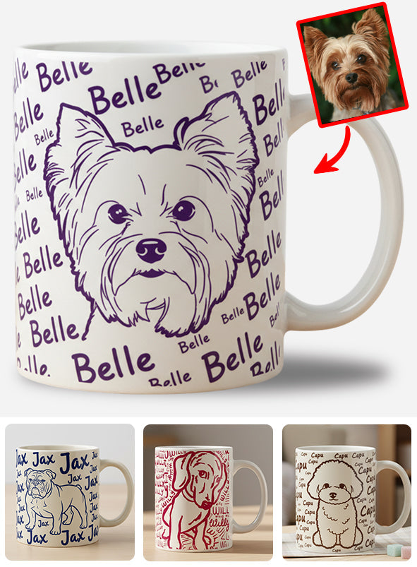 Unique Pet Gift, Badly Drawn Minimalist - Personalized Dog Mug