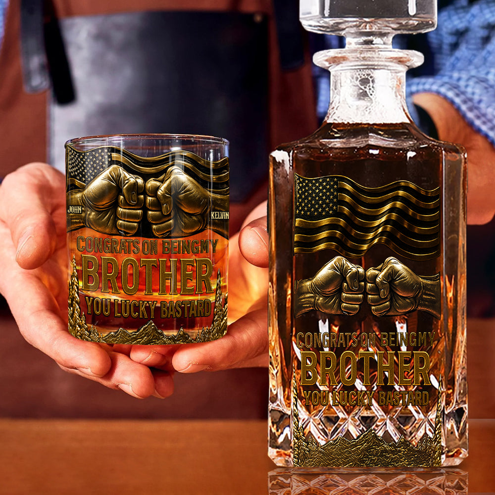 Congrat On Being My Brother - Personalized Sibling Whiskey Glass