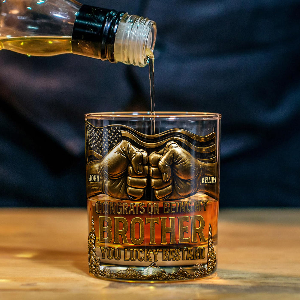 Congrat On Being My Brother - Personalized Sibling Gun Decanter With Whiskey Glass
