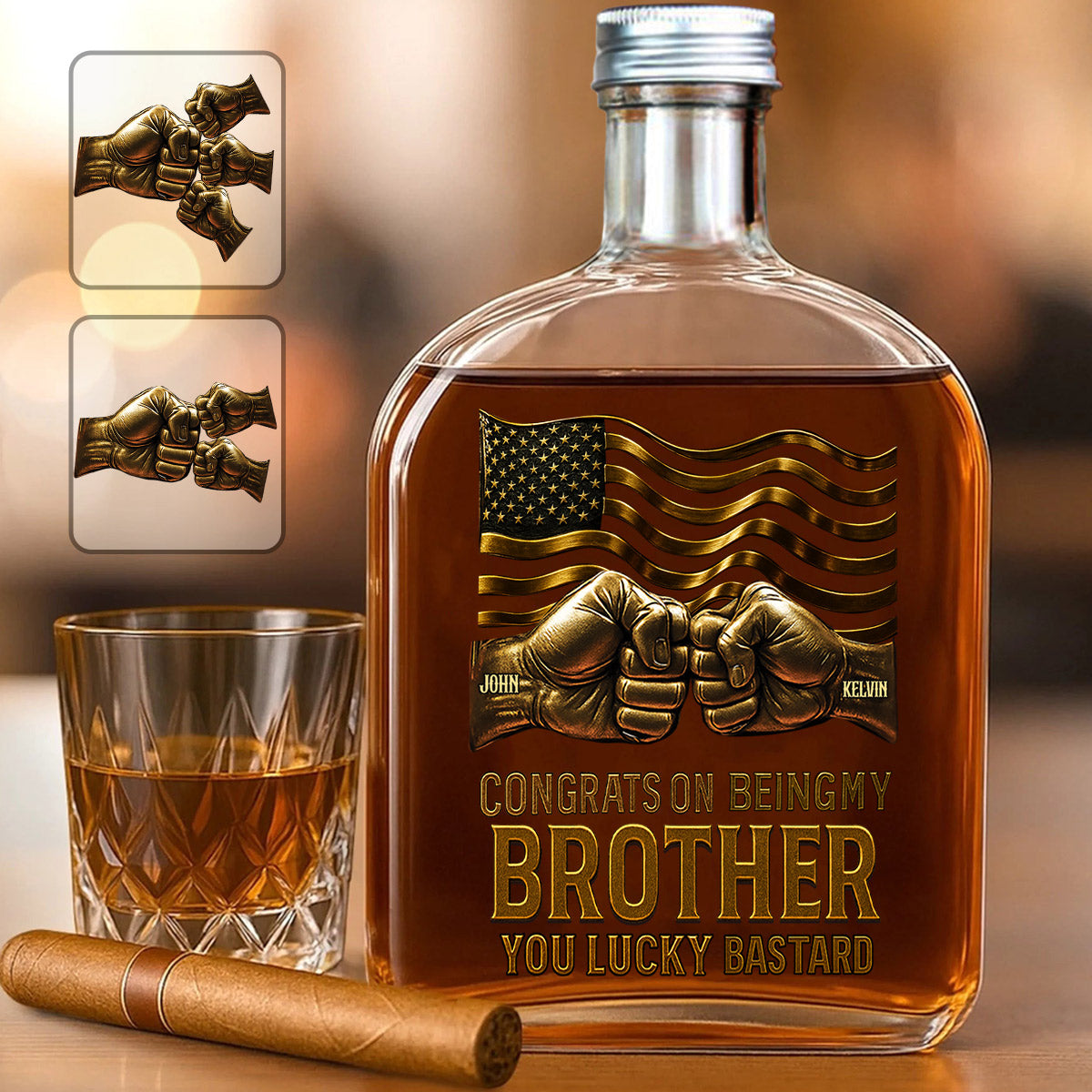 Congrat On Being My Brother - Personalized Sibling Wine Bottle