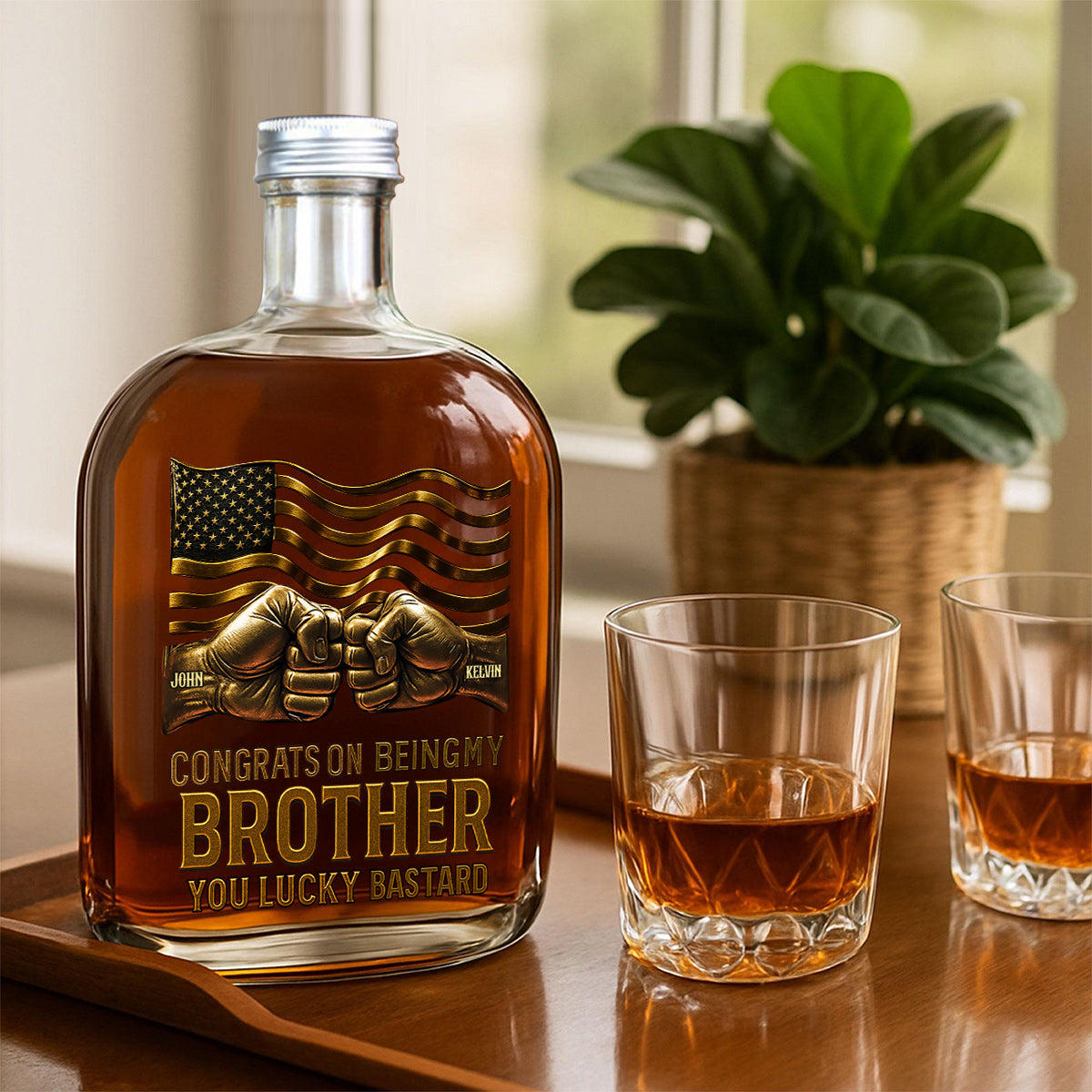 Congrat On Being My Brother - Personalized Sibling Wine Bottle