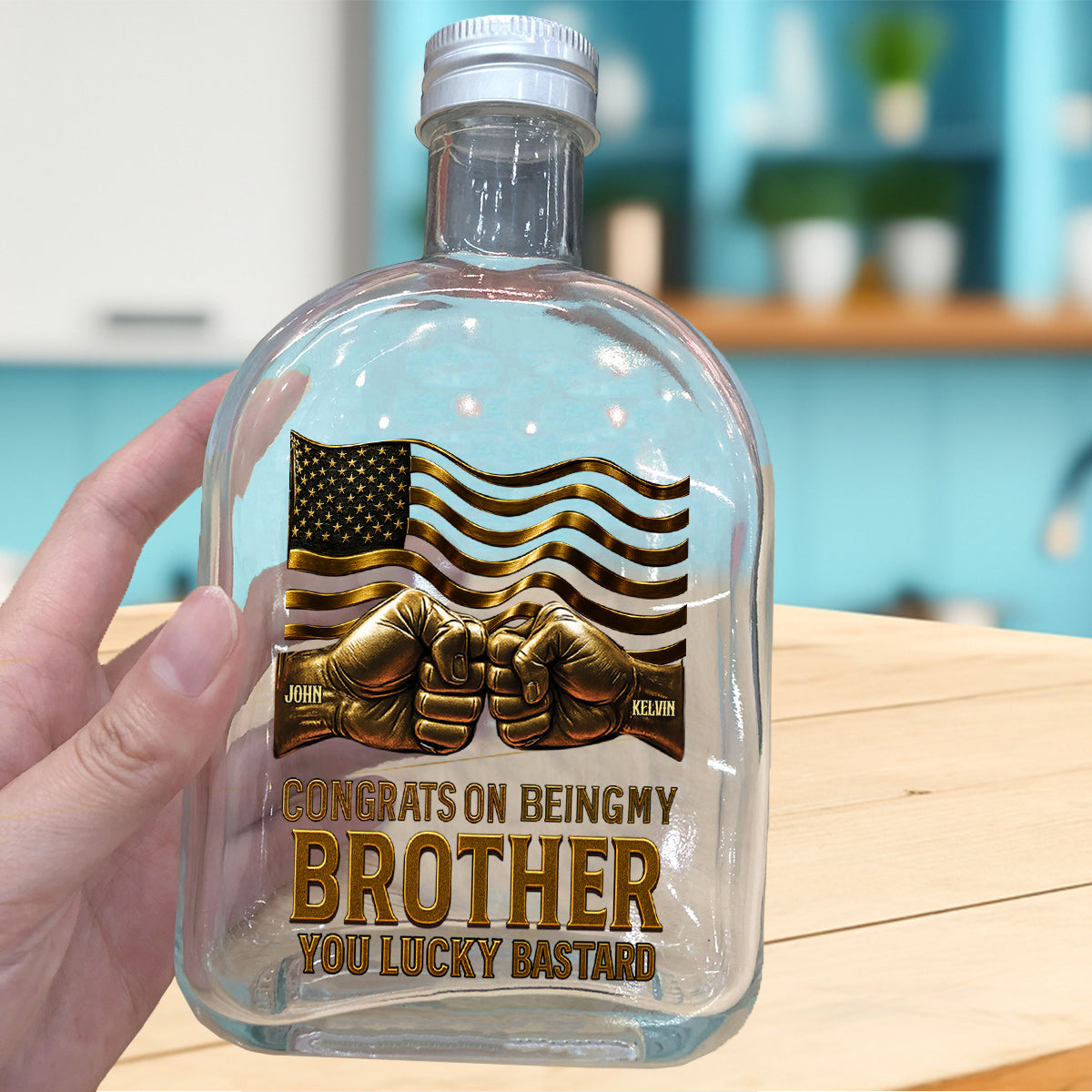 Congrat On Being My Brother - Personalized Sibling Wine Bottle