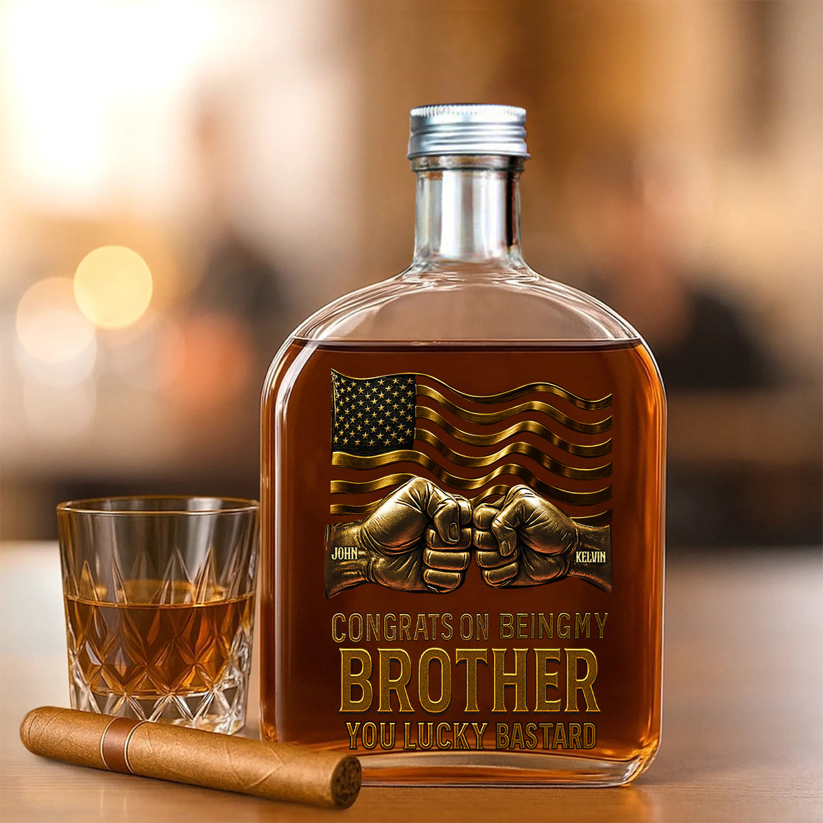 Congrat On Being My Brother - Personalized Sibling Wine Bottle