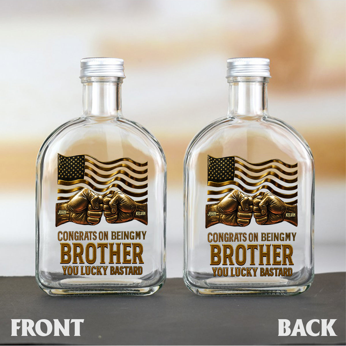 Congrat On Being My Brother - Personalized Sibling Wine Bottle