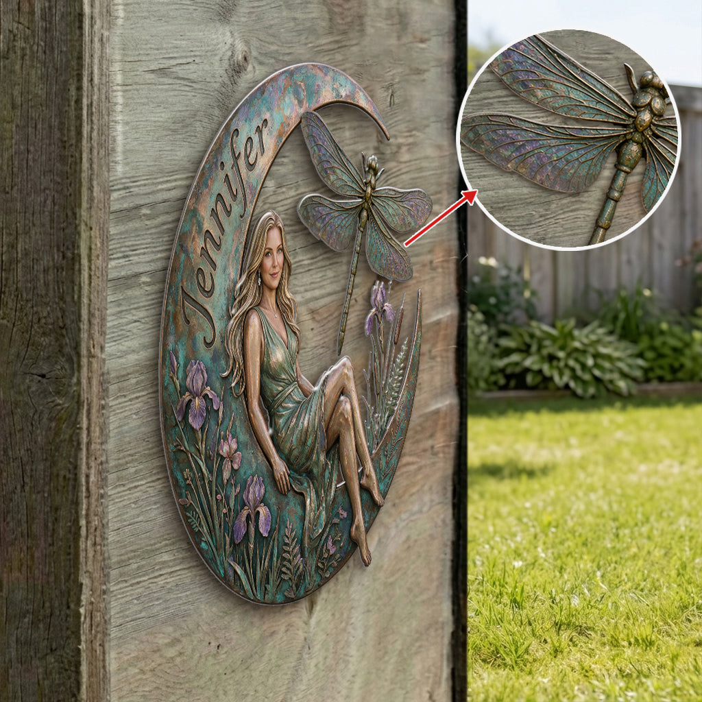 Rustic Dragonfly Art - Personalized Dragonfly 3D Printed Cut Metal Sign