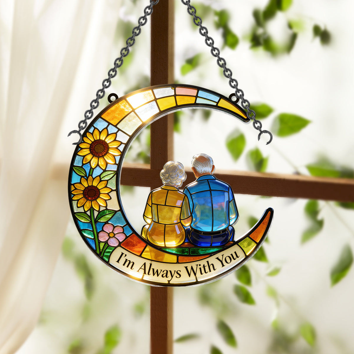 I'm Always With You - Personalized Memorial Window Hanging Suncatcher Ornament