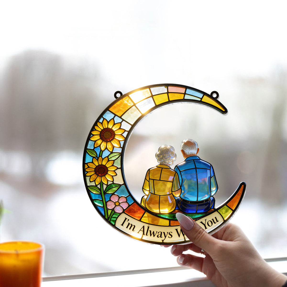 I'm Always With You - Personalized Memorial Window Hanging Suncatcher Ornament