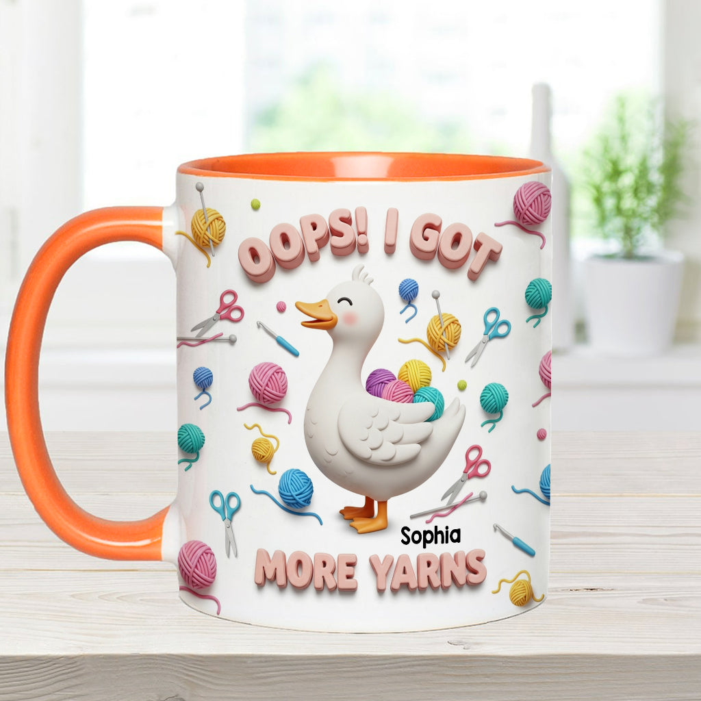 Ups! Ich habe noch mehr Wolle – personalisierte Tasse mit Häkelmotiv