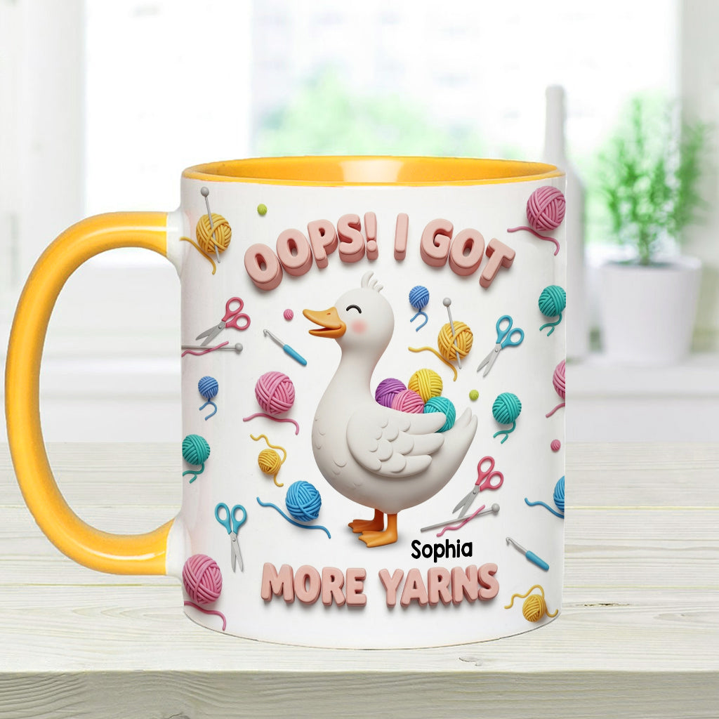 Ups! Ich habe noch mehr Wolle – personalisierte Tasse mit Häkelmotiv
