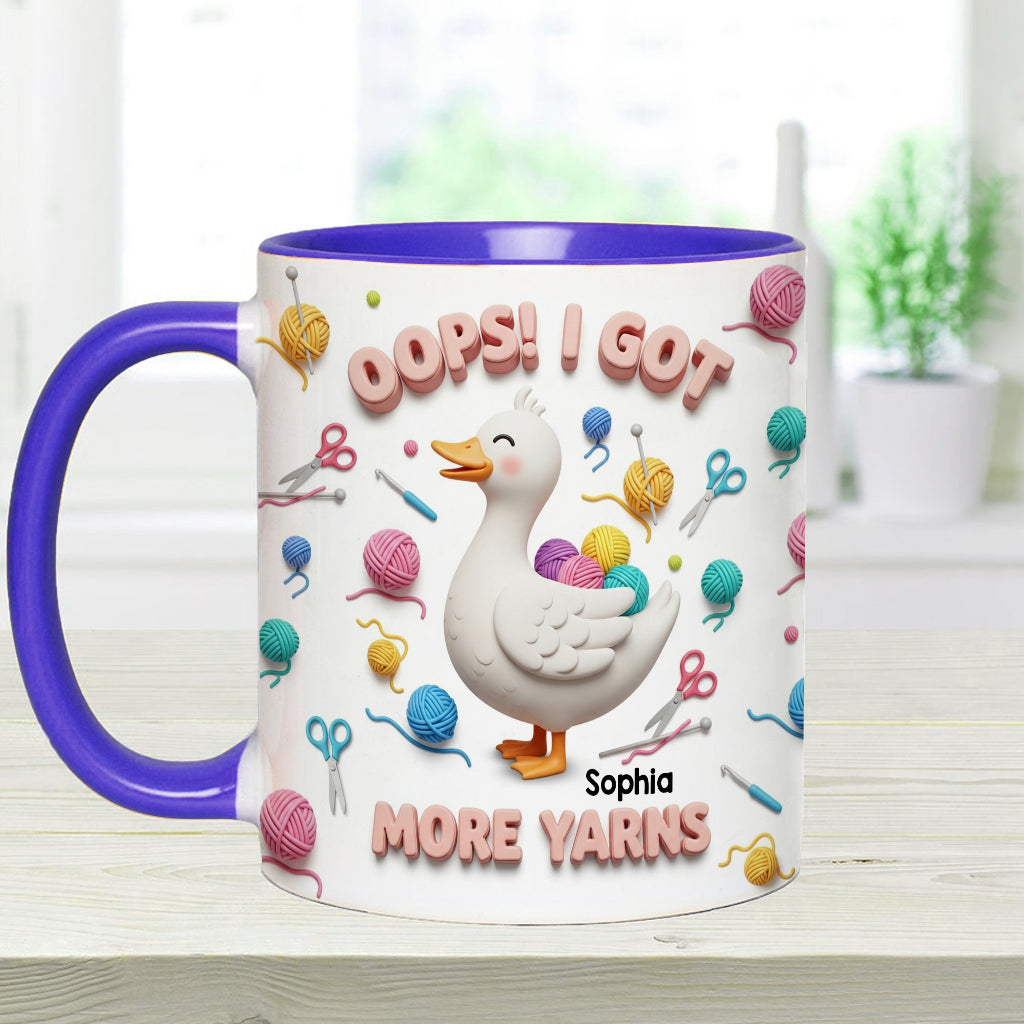 Ups! Ich habe noch mehr Wolle – personalisierte Tasse mit Häkelmotiv