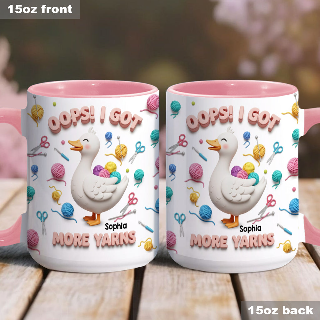 Ups! Ich habe noch mehr Wolle – personalisierte Tasse mit Häkelmotiv