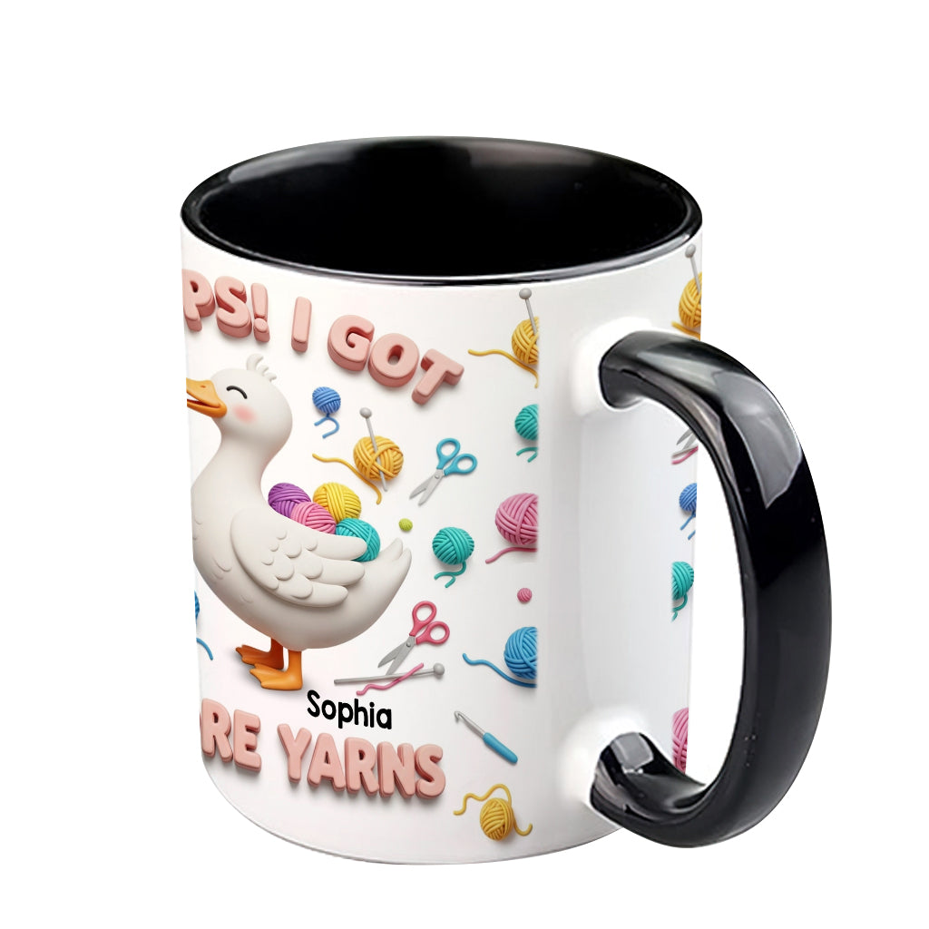 Ups! Ich habe noch mehr Wolle – personalisierte Tasse mit Häkelmotiv