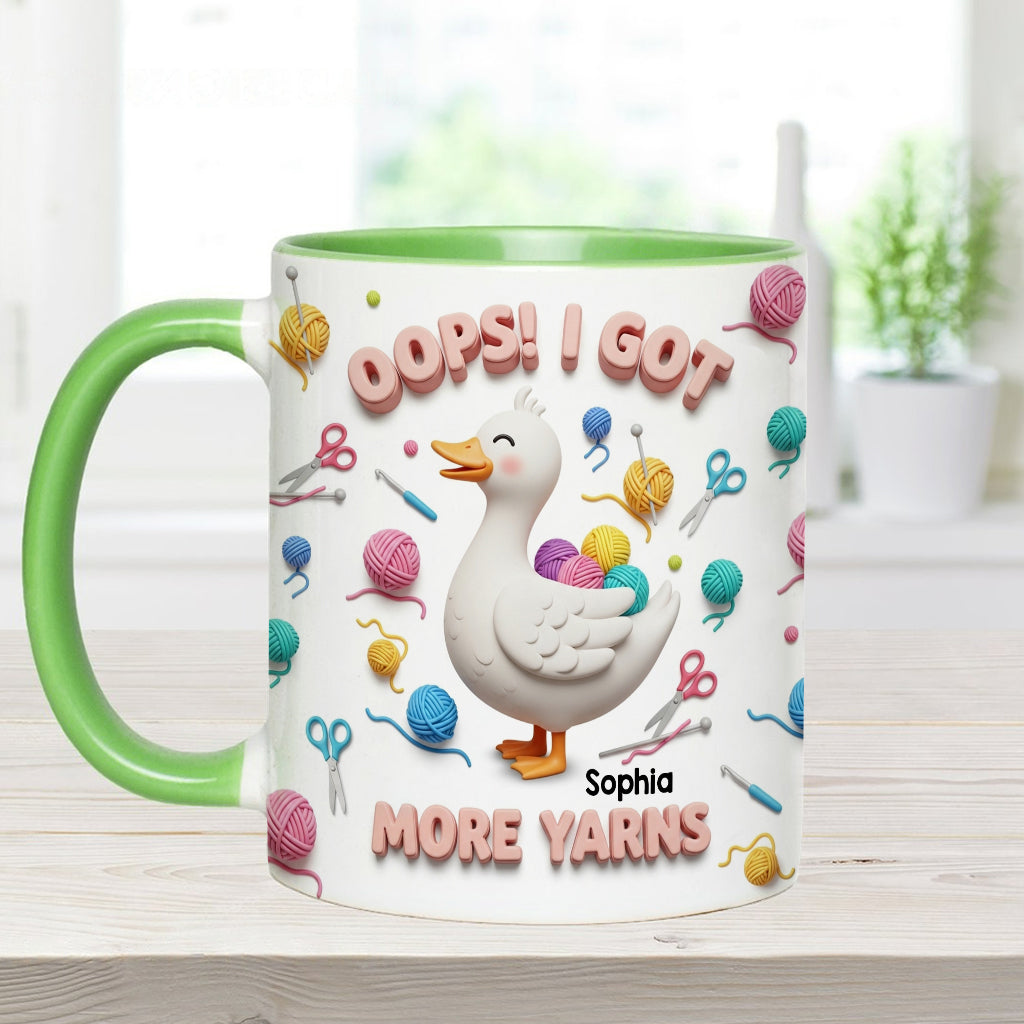 Ups! Ich habe noch mehr Wolle – personalisierte Tasse mit Häkelmotiv
