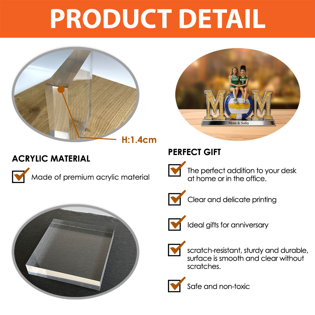 Proud Volleyball Mom - Personalized Volleyball Custom Shaped Acrylic Plaque