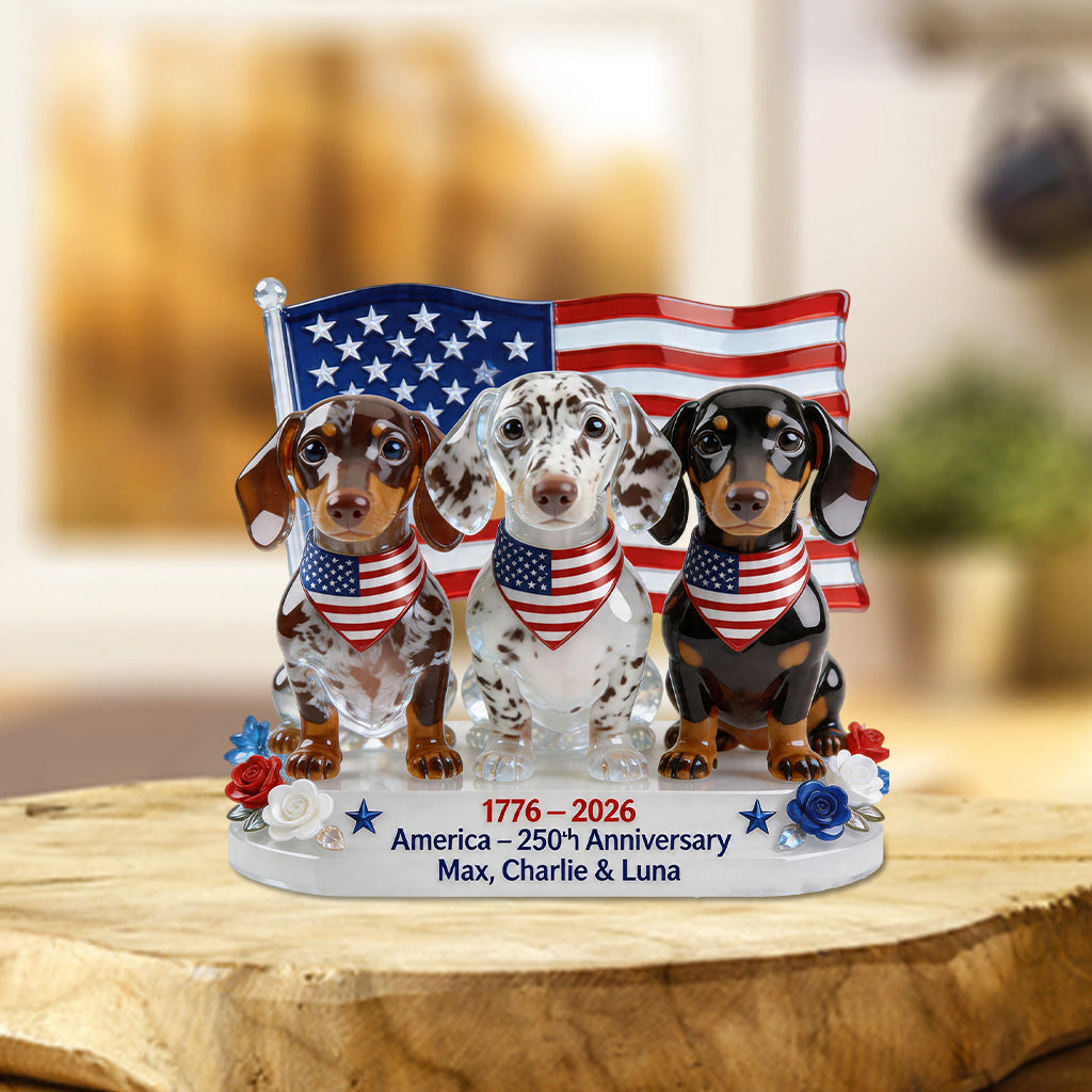 USA 250. Jubiläum - Personalisierte Hundeschild aus Acryl