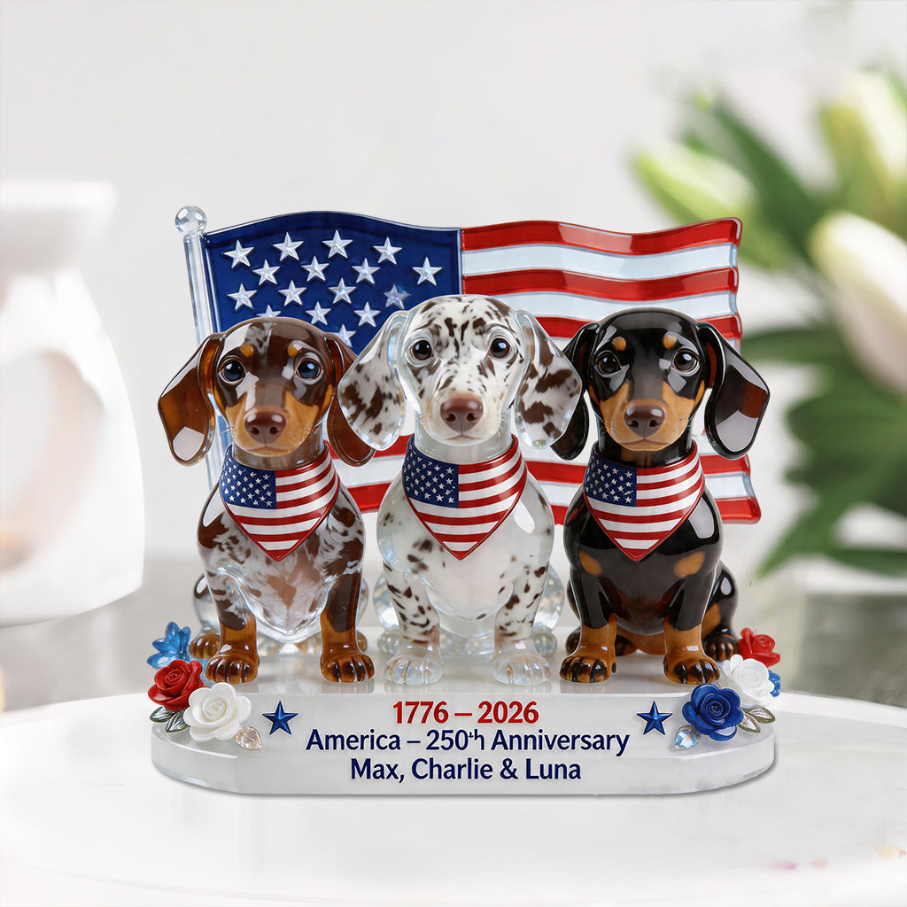 USA 250. Jubiläum - Personalisierte Hundeschild aus Acryl